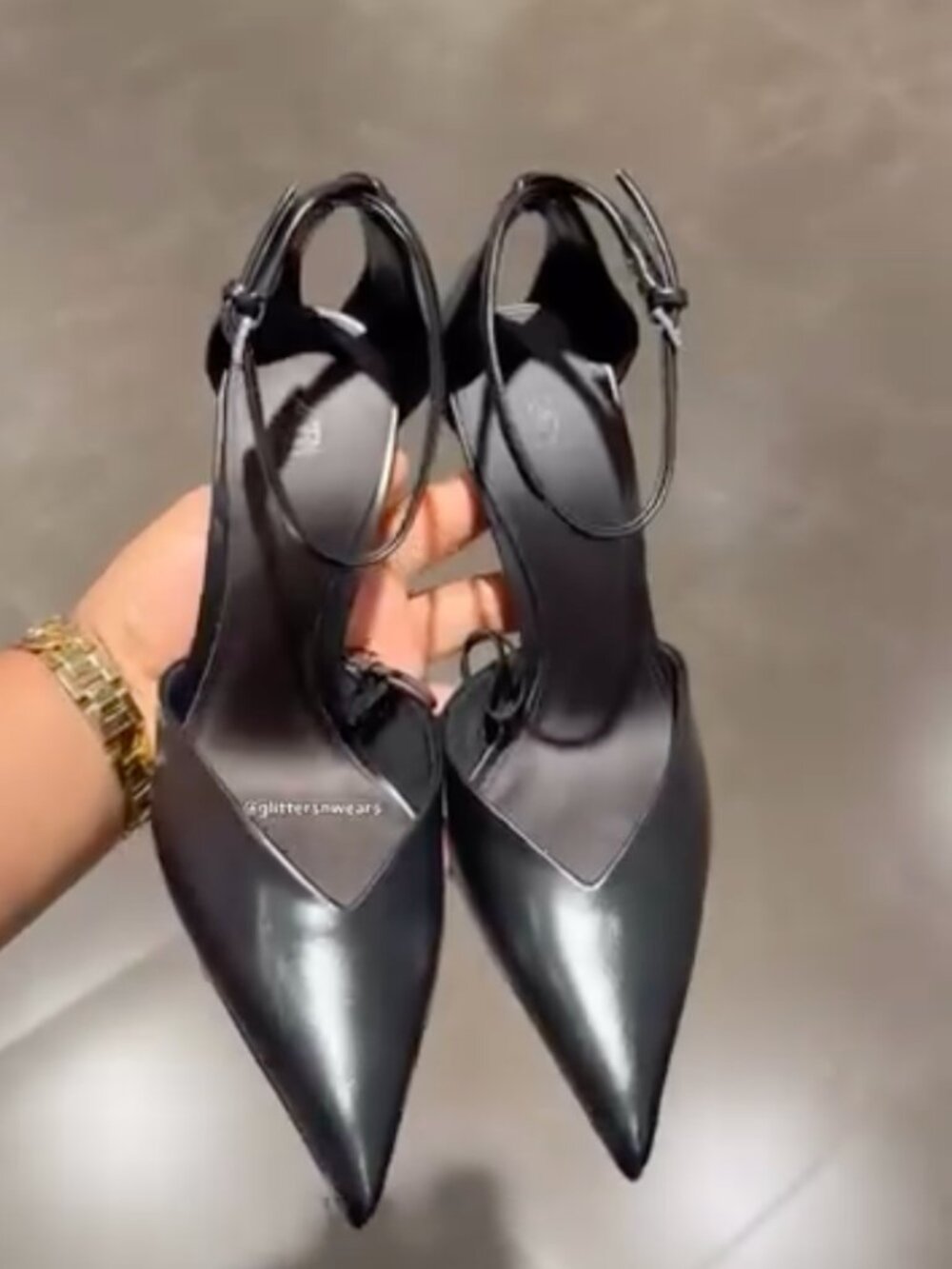 ZARA Black Slingback Ankle Strap Heels Pointed Toe Stiletto NWOT EU 41 / US 10 - Picture 3 of 11